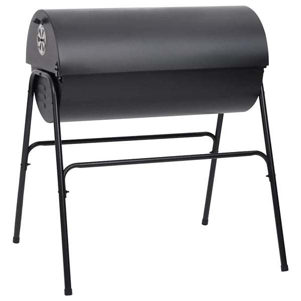 Schwarzer Fassgrill Adamia 80x95x90cm (mit 2 Grillrosten, Stahl)