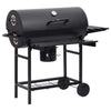 Schwarzer Fassgrill auf Rädern und mit Ablagen Serbanescu 115x85x95cm (Stahl)