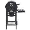 Schwarzer Fassgrill auf Rädern und mit Ablagen Serbanescu 115x85x95cm (Stahl)