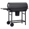 Schwarzer Fassgrill auf Rädern und mit Ablagen Serbanescu 115x85x95cm (Stahl)