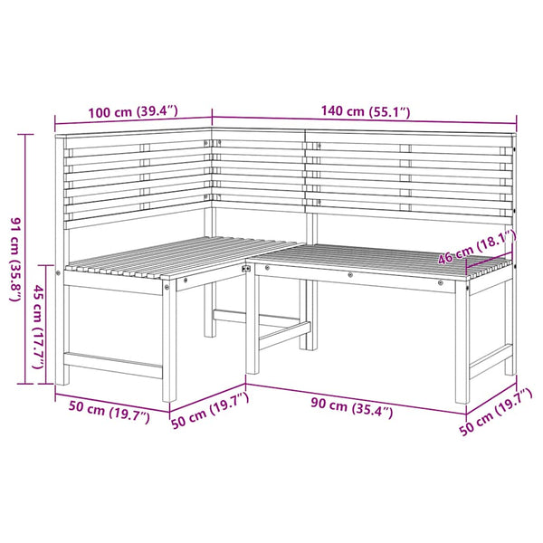 Eckbank Melut 140cm (Akazienholz)