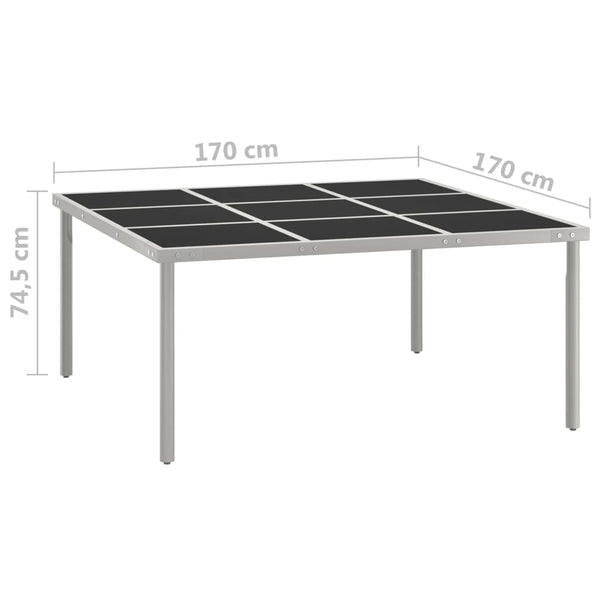Gartentisch Zola 170x170x74,5cm (Glas und Stahl)