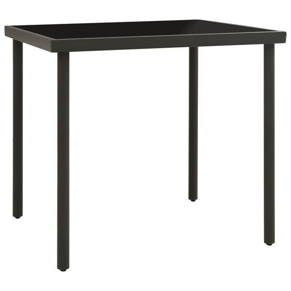 Anthrazitfarbener Gartentisch Susana 80x80x72cm (Glas und Stahl)