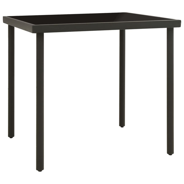 Anthrazitfarbener Gartentisch Susana 80x80x72cm (Glas und Stahl)