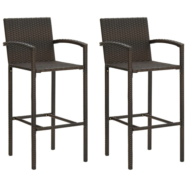 Braune Barhocker Ghion (2er-Set Polyrattan)