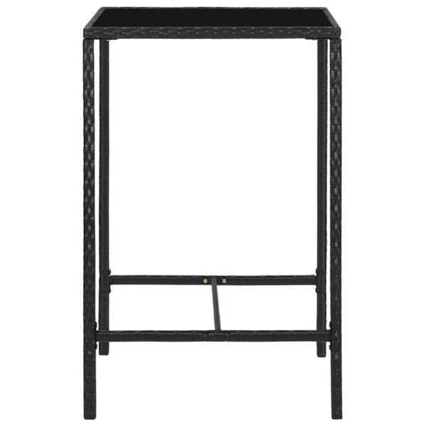 Schwarzer Garten-Stehtisch Lani 70x70x110cm (Polyrattan und Glas)