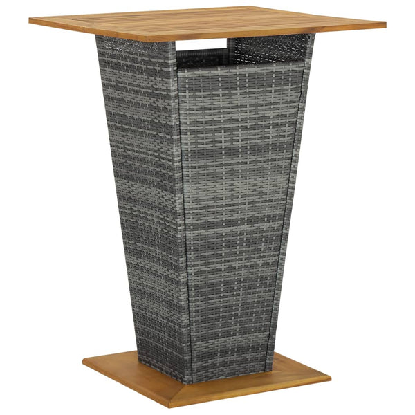 Grauer Bartisch Toderel 80x80x110cm (Polyrattan und Akazienholz)