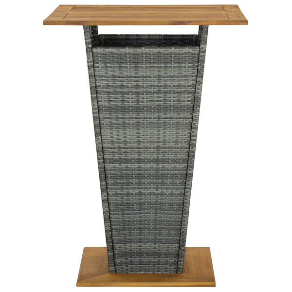 Grauer Bartisch Toderel 80x80x110cm (Polyrattan und Akazienholz)