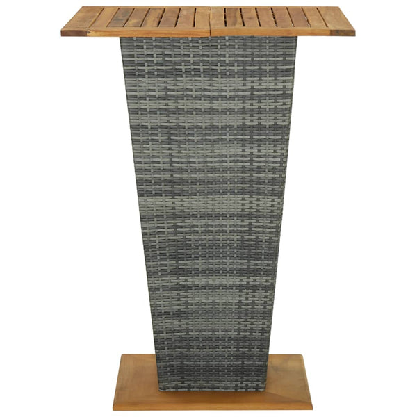 Grauer Bartisch Toderel 80x80x110cm (Polyrattan und Akazienholz)