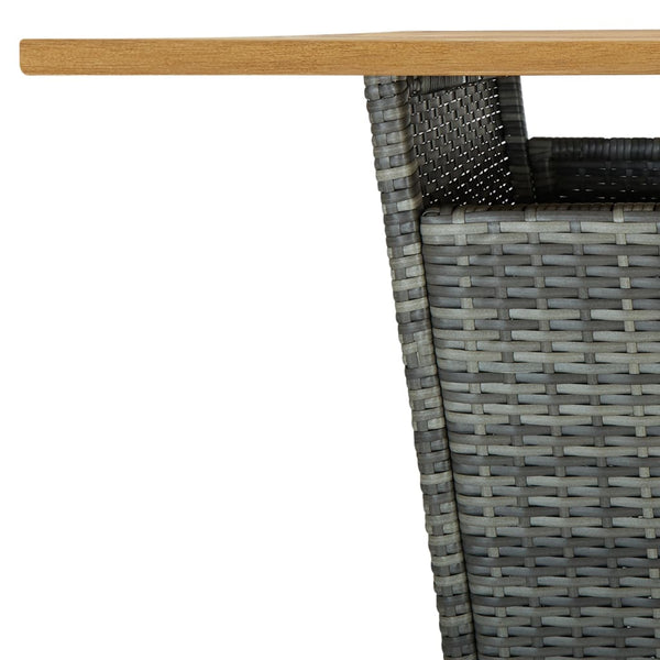Grauer Bartisch Toderel 80x80x110cm (Polyrattan und Akazienholz)