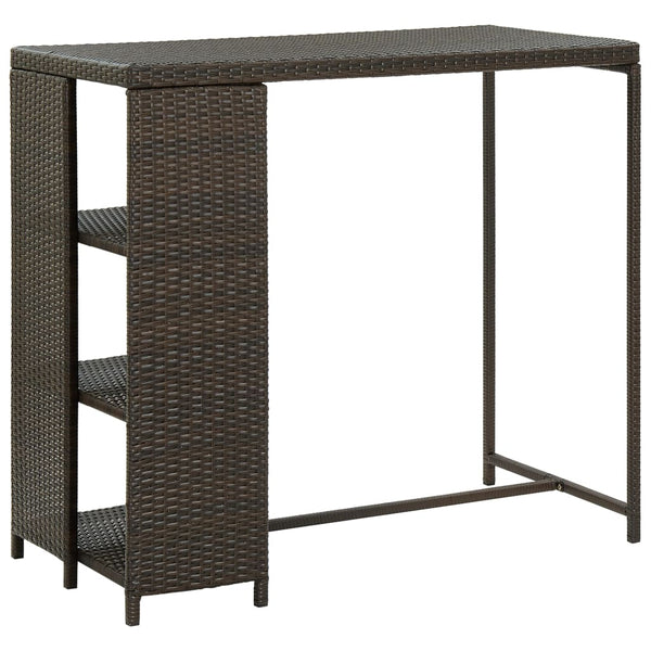 Brauner Stehtisch mit Ablage Maran 120x60x110cm (Polyrattan)