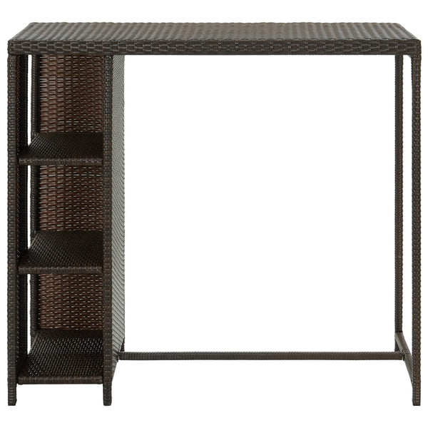 Brauner Stehtisch mit Ablage Maran 120x60x110cm (Polyrattan)
