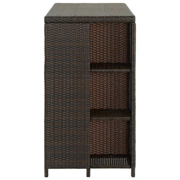 Brauner Stehtisch mit Ablage Maran 120x60x110cm (Polyrattan)