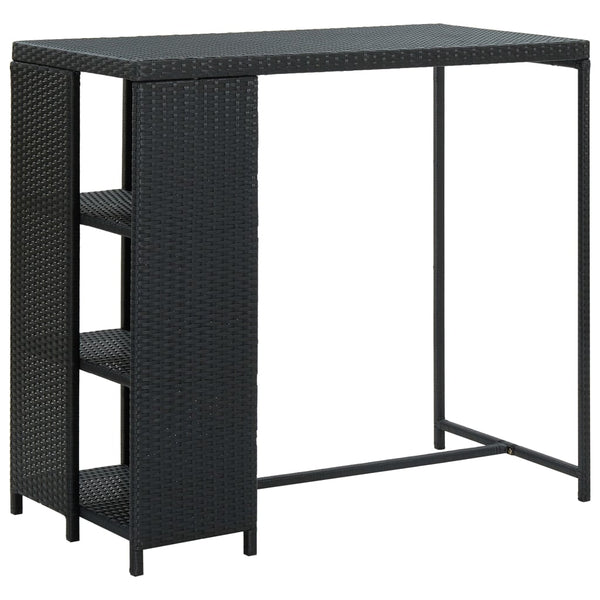 Schwarzer Bartisch mit Ablage Maran 120x60x110cm (Polyrattan)