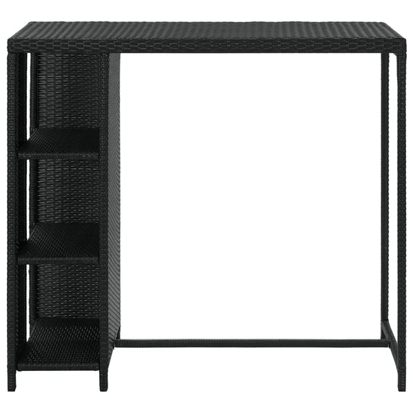 Schwarzer Bartisch mit Ablage Maran 120x60x110cm (Polyrattan)