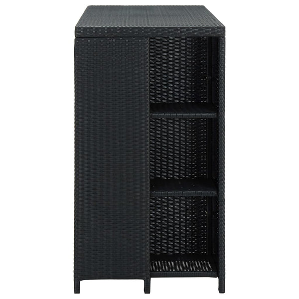 Schwarzer Bartisch mit Ablage Maran 120x60x110cm (Polyrattan)