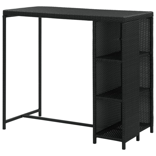 Schwarzer Bartisch mit Ablage Maran 120x60x110cm (Polyrattan)