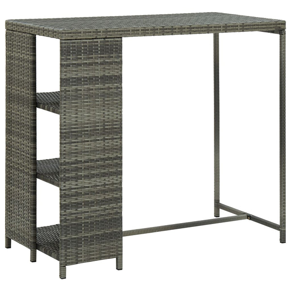Maran grauer Bartisch mit Regal 120x60x110cm (Polyrattan)