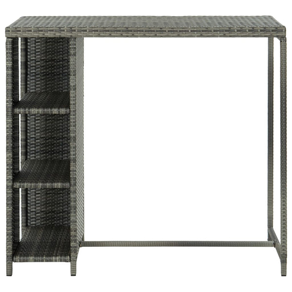 Maran grauer Bartisch mit Regal 120x60x110cm (Polyrattan)