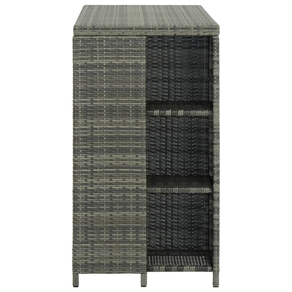 Maran grauer Bartisch mit Regal 120x60x110cm (Polyrattan)