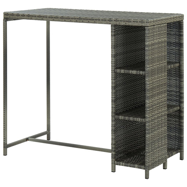 Maran grauer Bartisch mit Regal 120x60x110cm (Polyrattan)