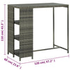 Maran grauer Bartisch mit Regal 120x60x110cm (Polyrattan)
