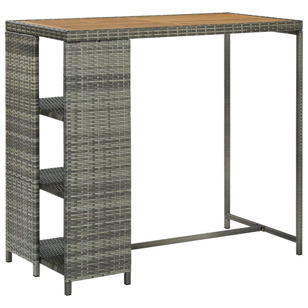 Bartisch mit Mara-Ablage in Grau 120x60x110cm (Polyrattan)