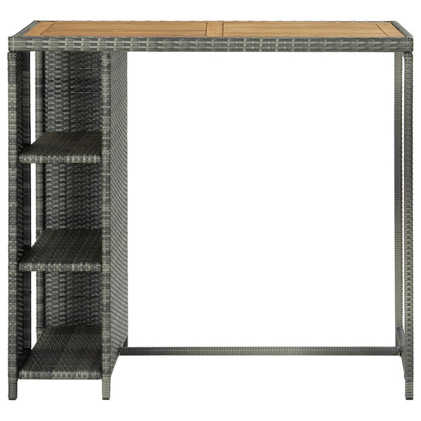 Bartisch mit Mara-Ablage in Grau 120x60x110cm (Polyrattan)