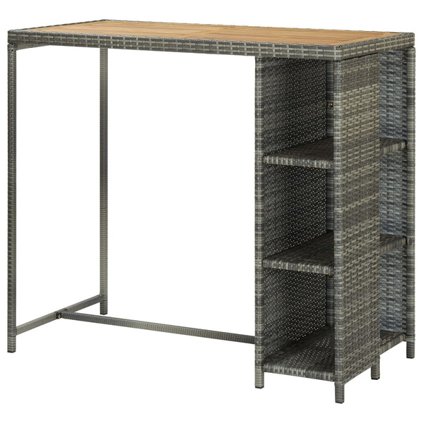 Bartisch mit Mara-Ablage in Grau 120x60x110cm (Polyrattan)