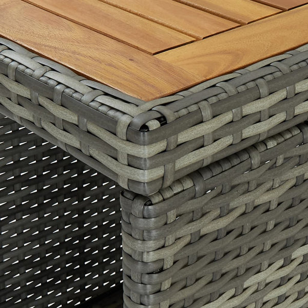 Bartisch mit Mara-Ablage in Grau 120x60x110cm (Polyrattan)