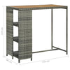 Bartisch mit Mara-Ablage in Grau 120x60x110cm (Polyrattan)