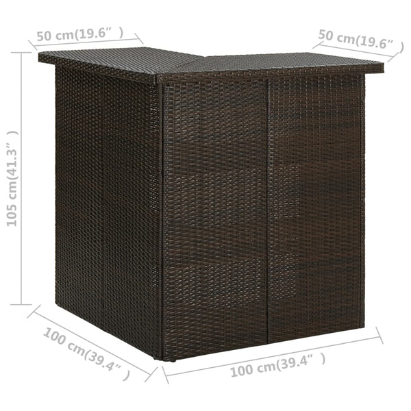 Eck-Stehtisch Bodog 100x50x105cm, braun (Polyrattan)