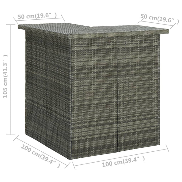 Eck-Stehtisch Bodog 100x50x105cm grau (Polyrattan)