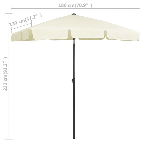 Sandgelber Strandsonnenschirm Afran 180x120cm