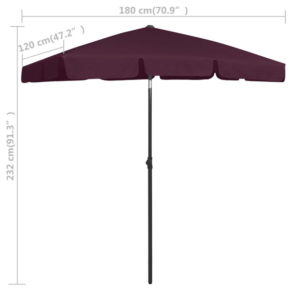 Weinroter Sonnenschirm Afran 180x120cm