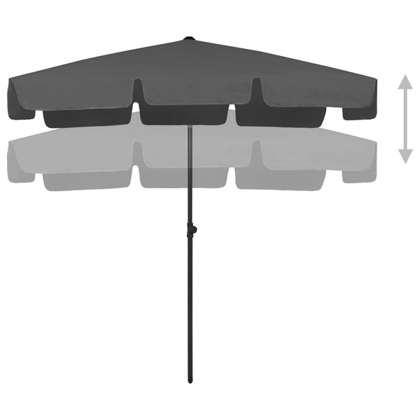 Anthrazitfarbener Sonnenschirm Afran 200x125cm