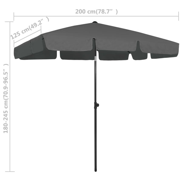 Anthrazitfarbener Sonnenschirm Afran 200x125cm