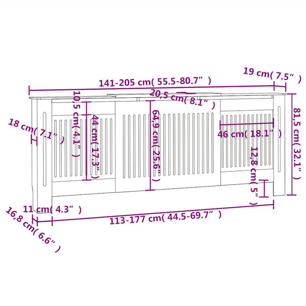 MDF-Heizkörperverkleidung Eliss 205 cm