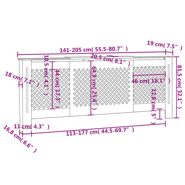 Mdf lämpöpatterin suoja Constantuin 205cm