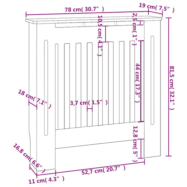 Grauer MDF Heizkörperverkleidung Eliss 78cm