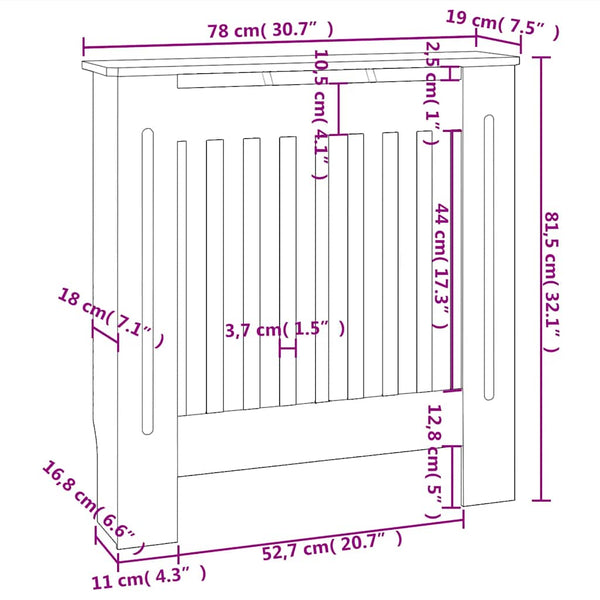 Mdf lämpöpatterin suoja Eliss 78cm