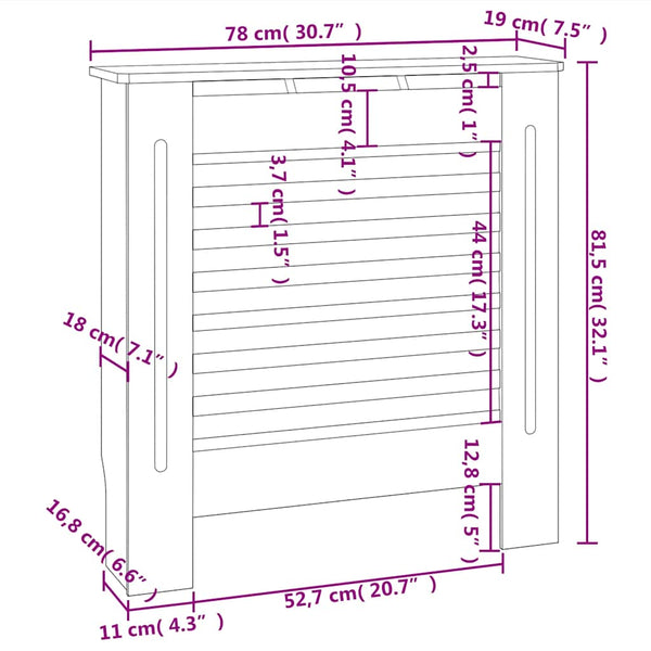 Musta mdf lämpöpatterin suoja Oroian 78cm