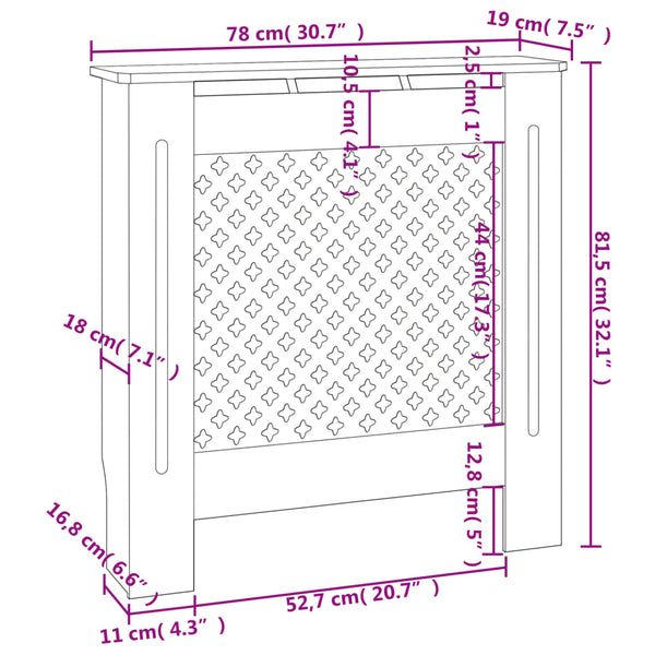 Musta mdf lämpöpatterin suoja Constantuin 78cm