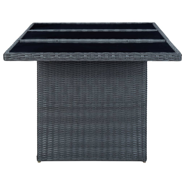 Dunkelgrauer Gartentisch Kaidu (Polyrattan und gehärtetes Glas)