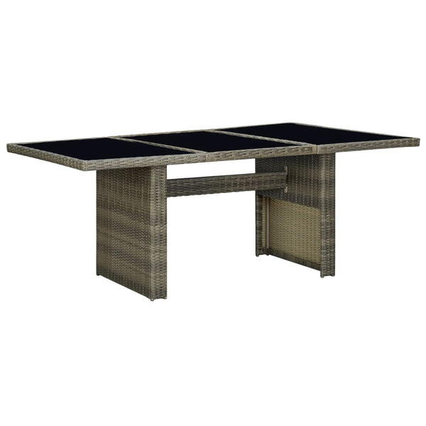 Brauner Gartentisch Kaidu (Polyrattan und gehärtetes Glas)