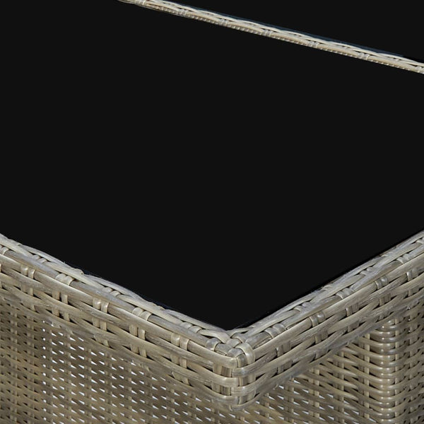 Brauner Gartentisch Kaidu (Polyrattan und gehärtetes Glas)