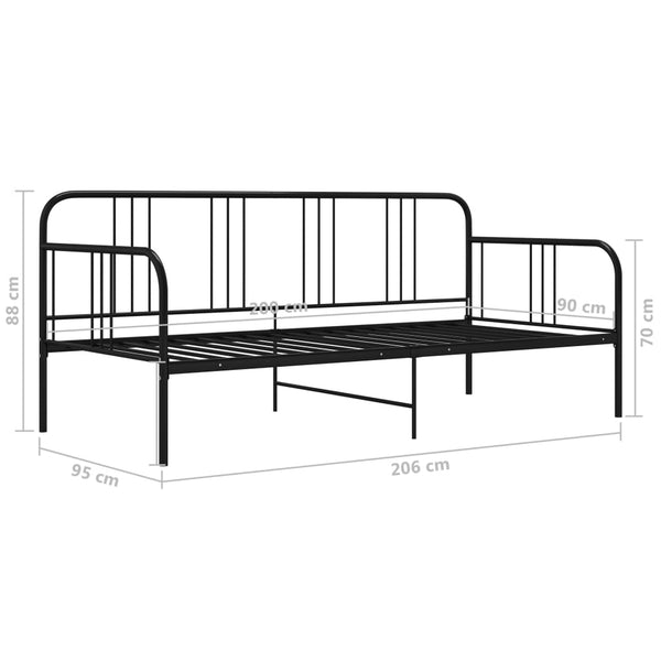 Schwarzes Schlafsofa-Gestell Sdrabau 90x200cm (Metall)