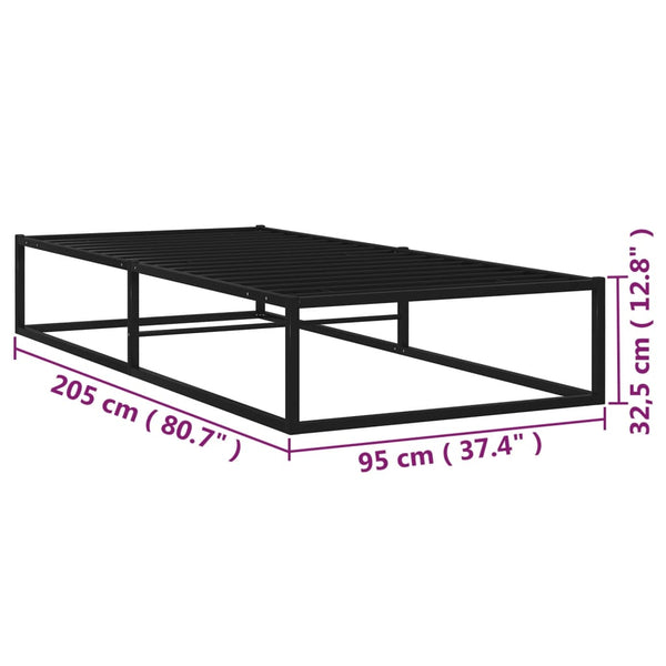 Schwarzes Bettgestell Hamza 90x200cm (Metall)