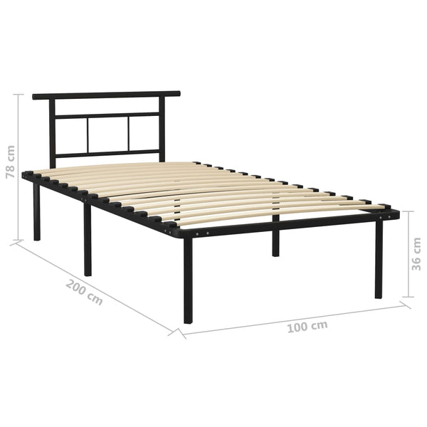 Schwarzes Bettgestell Muzecher 100x200cm (Metall)