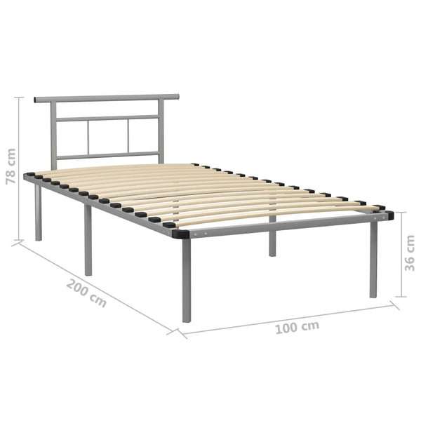 Graues Bettgestell Muzecher 100x200cm (Metall)